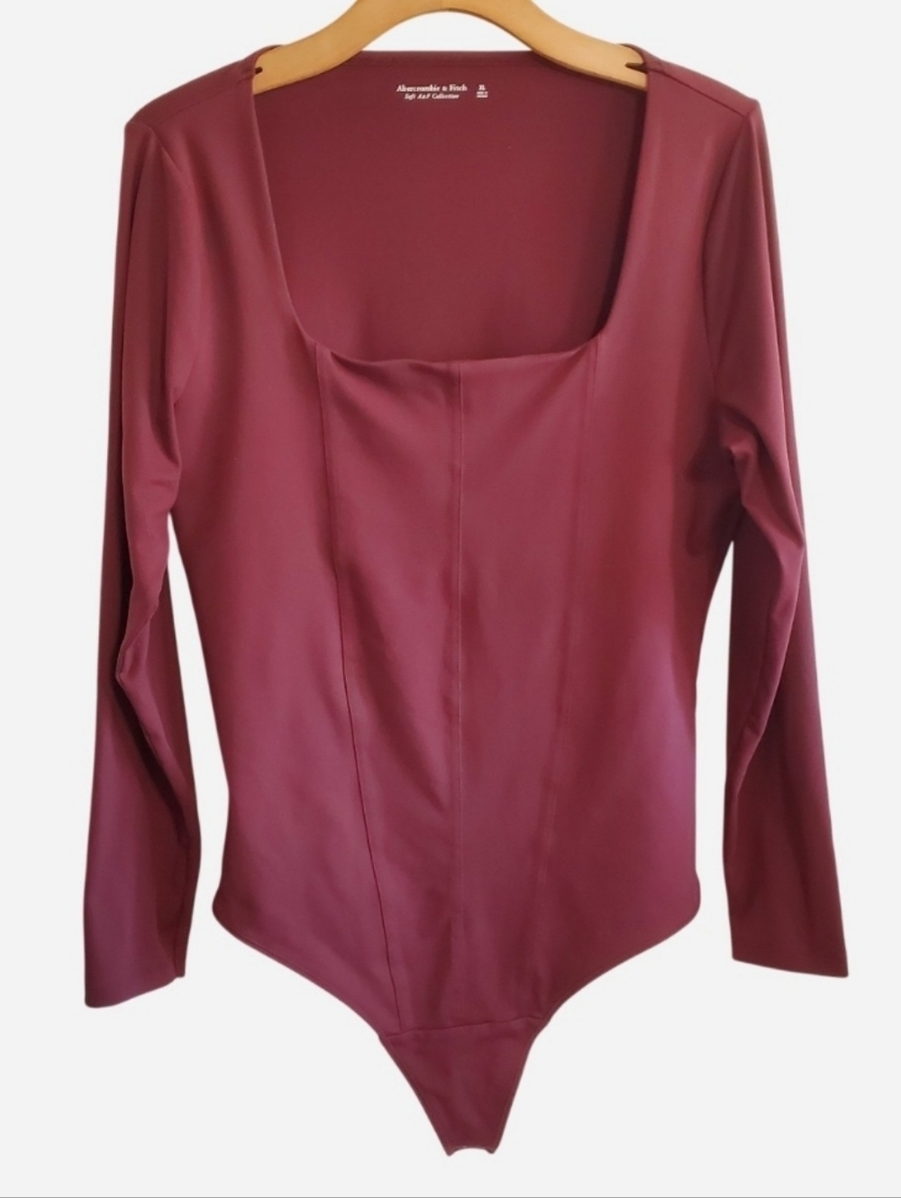 Abercrombie & Fitch Soft A&F Square neck Burgundy ‘corset’ BodySuit Size XL - Picture 2 of 10